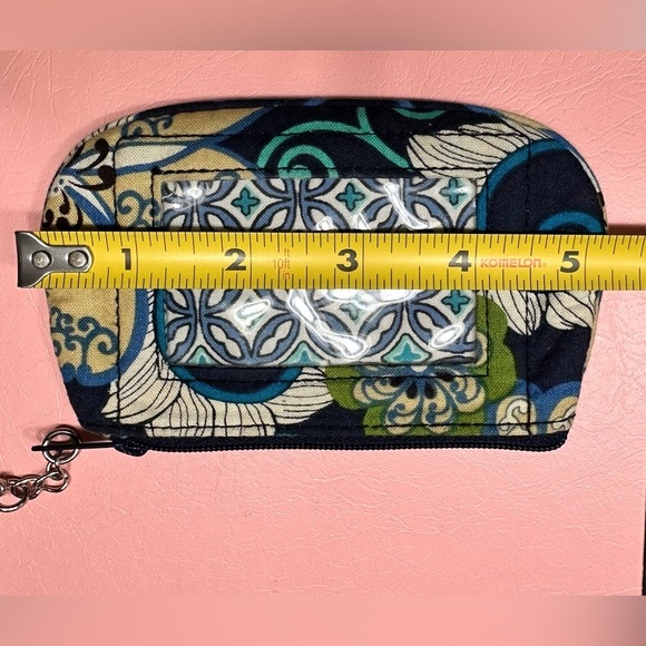 Vera Bradley ID Card Holder Zip Coin Purse Wallet Floral Blue & White-small - Picture 5 of 7